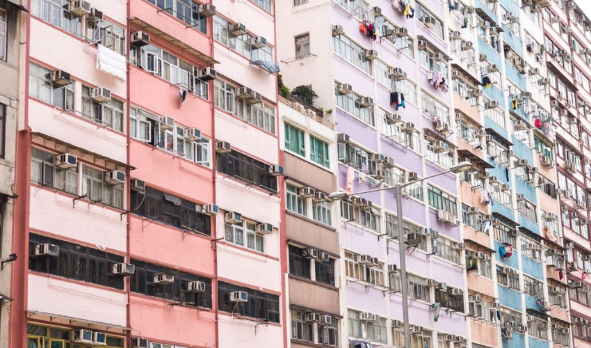 Hong Kong Detailansicht Wohnhaus