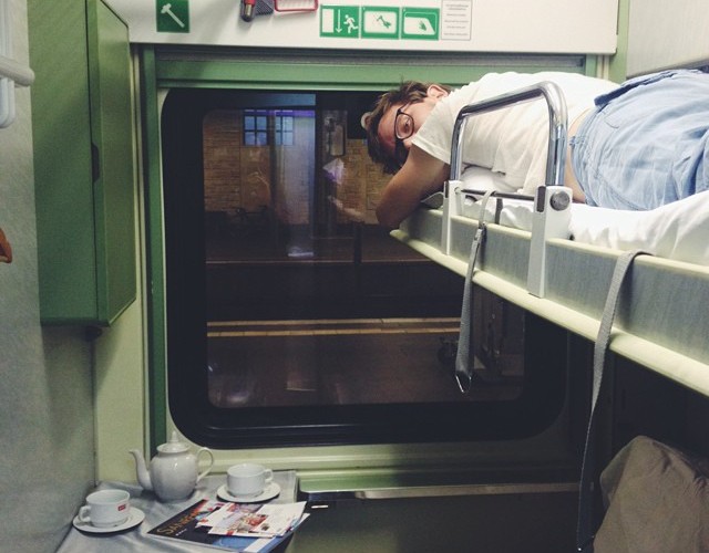 Unser Schlafabteil im Zug nach Moskau